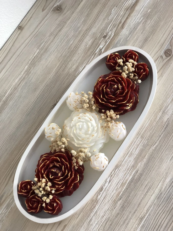 kırmızı beyaz mum - thelavendercandle.com